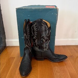 Tony Lama Black and Gray Western Boots